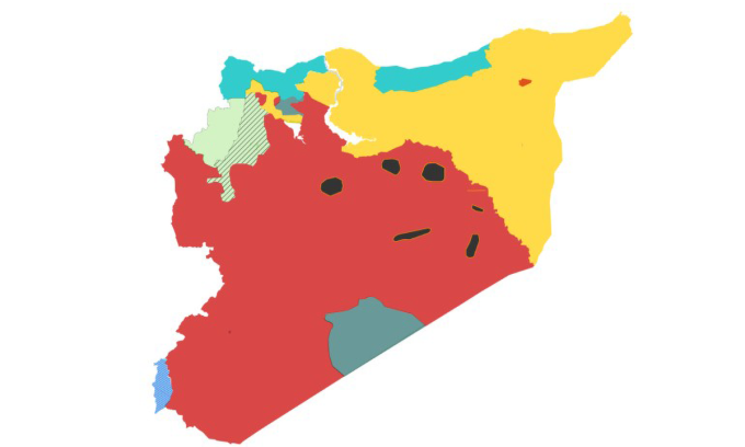 Cục diện chia 5 xẻ 7 tại Syria. Bấm vào ảnh để xem đầy đủ