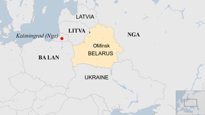 Vị trí Belarus và Nga. Đồ họa: BBC