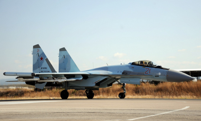 Tiêm kích Su-35S Nga tại căn cứ Hmeymim hồi năm 2019. Ảnh: AFP