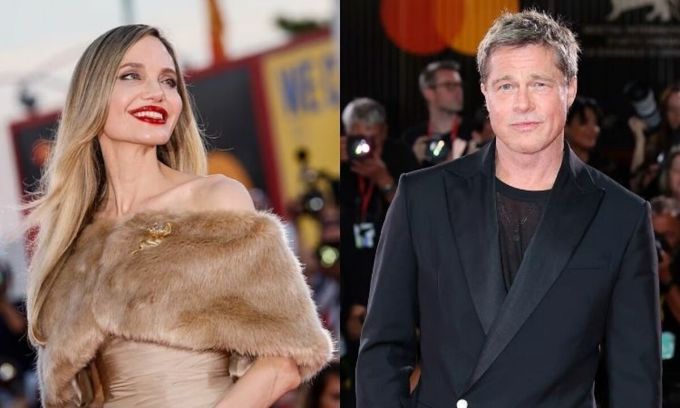 Angelina Jolie và Brad Pitt tại LHP Venice. Minh tinh tham dự ngày 29/8 còn chồng cũ có mặt hôm 1/9. Ảnh: AFP/ WireImage