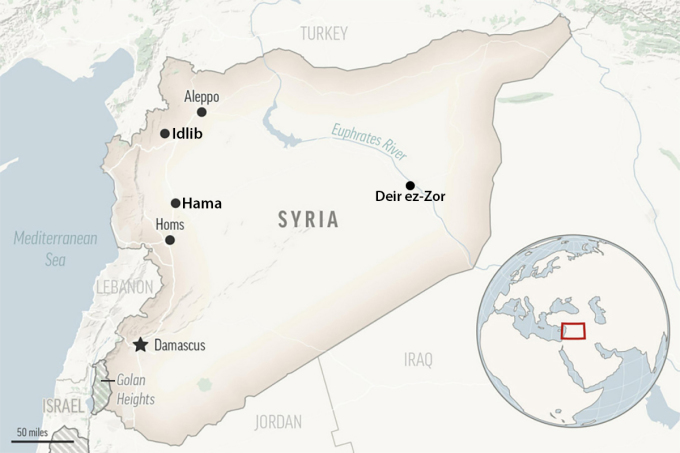 Vị trí thành phố Deir ez-Zor. Đồ họa: AP