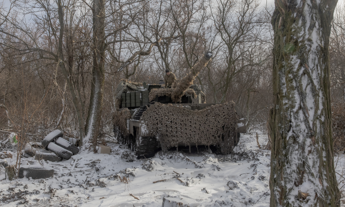 Xe tăng Leopard 1A5 của Lữ đoàn 68 Ukraine gần Pokrovsk hôm 13/12. Ảnh: AFP