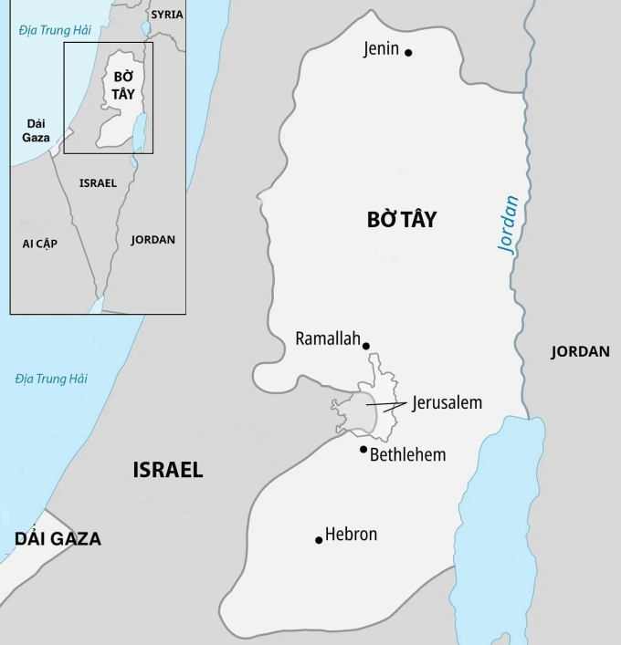 Vị trí thành phố Jenin. Đồ họa: Theo Britannica