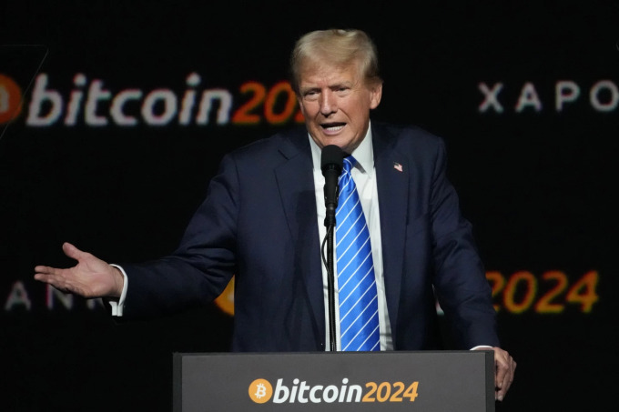 Ông Donald Trump phát biểu tại Bitcoin Conference 2024 ở Nashville (Tennessee) ngày 27/7. Ảnh: AP