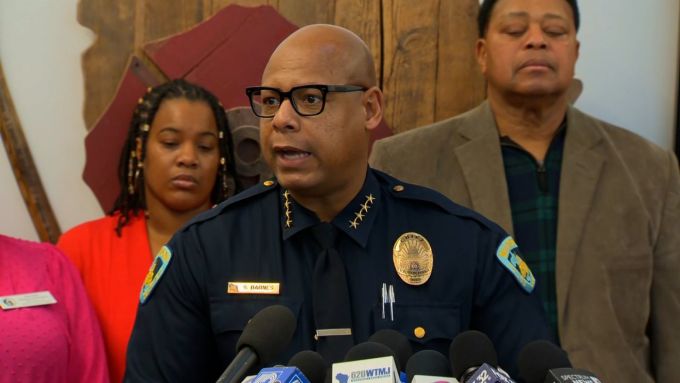 Madison, Wisconsin, Police Chief Shon Barnes speaks during a news conference on Monday, December 16. WISC