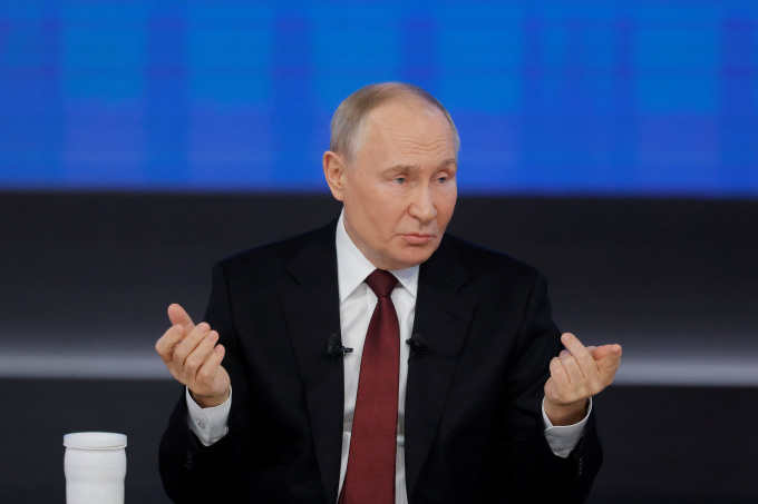 Tổng thống Nga Vladimir Putin tại cuộc họp báo thường niên ở Moskva ngày 19/12. Ảnh: Reuters