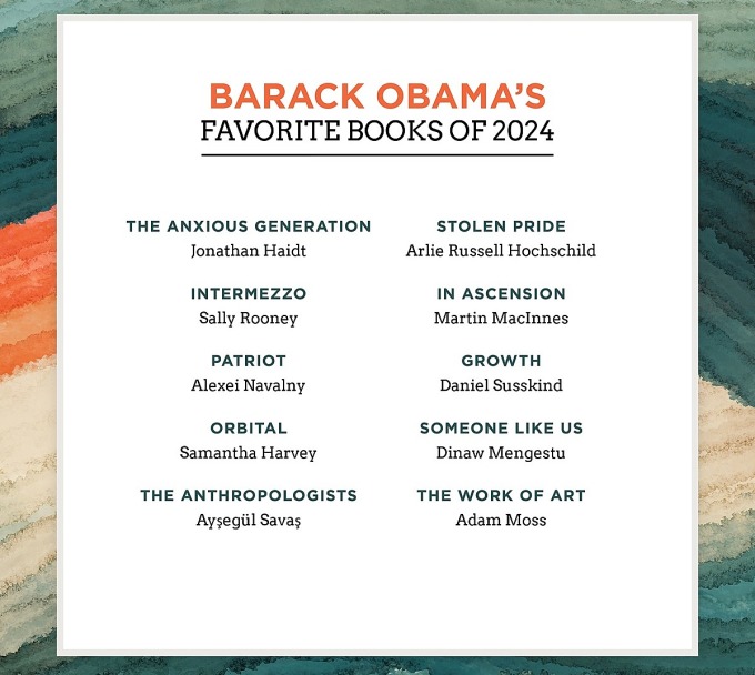 Danh sách 10 quyển sách yêu thích nhất năm của ông Barack Obama. Ảnh: X/ Barack Obama