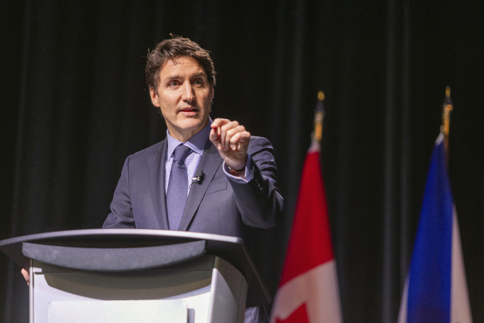 Thủ tướng Canada Justin Trudeau phát biểu tại Halifax ngày 9/12. Ảnh: AP