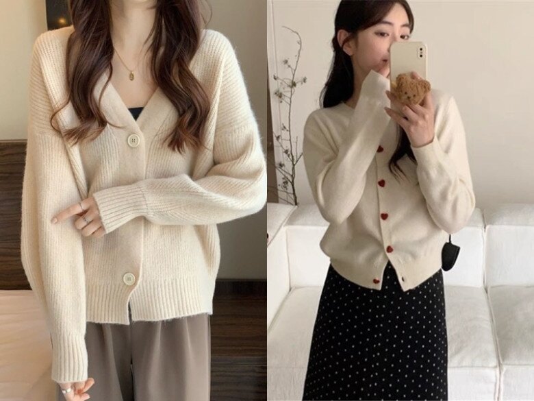 Áo len màu sắc, kiểu dáng cơ bản như áo cardigan sẽ dễ dàng phối đồ, vừa mặc trong vừa làm áo khoác ngoài được. 