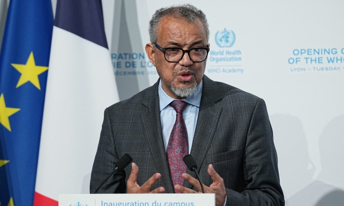 Tổng giám đốc WHO Tedros Ghebreyesus tại Lyon, Pháp, ngày 17/12. Ảnh: Reuters