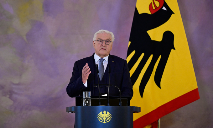 Tống thống Đức Frank-Walter Steinmeier phát biểu tại Điện Bellevue ở Berlin hôm 27/12. Ảnh: AFP