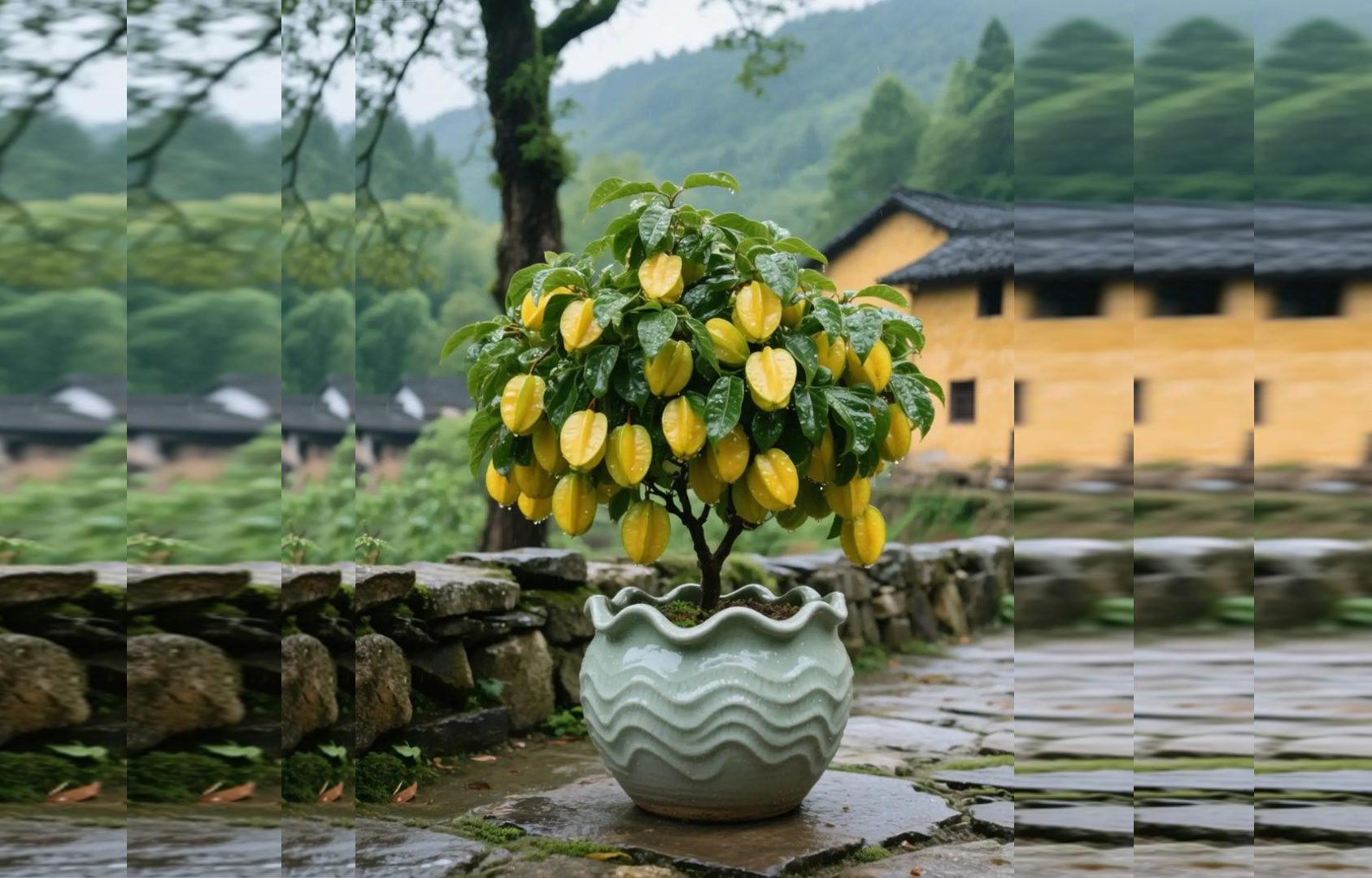 Cây khế xanh mướt với tán lá sum suê và quả vàng rực, biểu tượng cho sự may mắn, tài lộc. Ảnh: Baidu