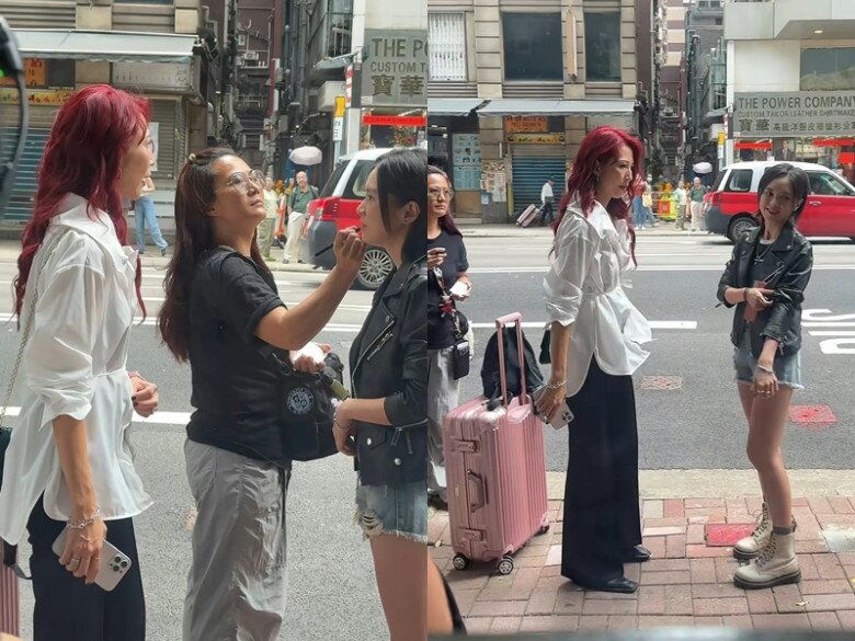 Cô diện trang phục trẻ trung nhưng lộ vóc dáng gầy gò.