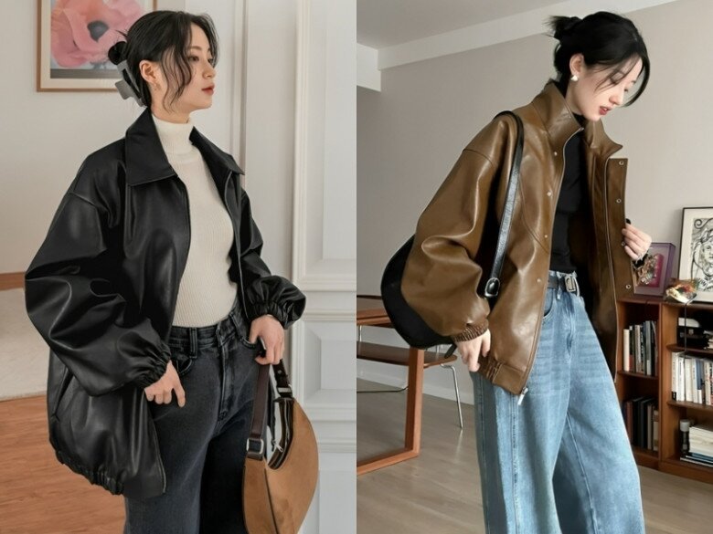 Vẻ cá tính của chất liệu da khi đặt cạnh sự thanh lịch của áo cổ lọ tạo nên một sự tương phản đầy cuốn hút. Phối thêm quần jeans sẽ càng khiến set đồ thêm chất hơn.