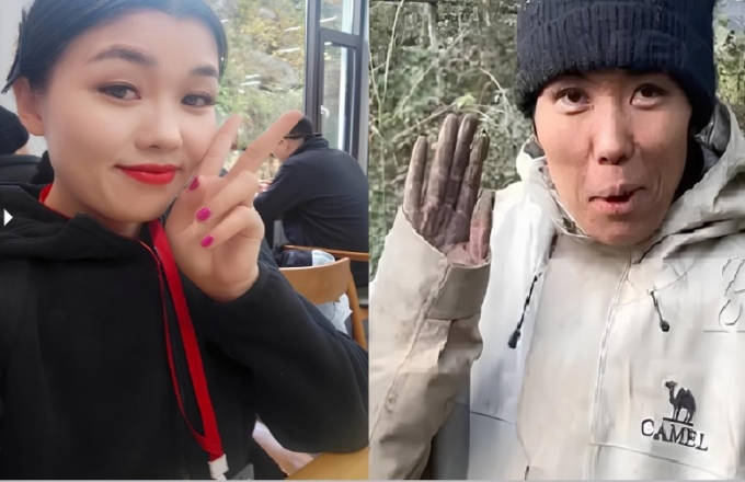 Vẻ ngoài trước đây (trái) và sau 16 ngày sinh tồn trên núi ở tỉnh Hồ Nam (phải) của Yang Chaoqin, hôm 24/10. Ảnh:QQ