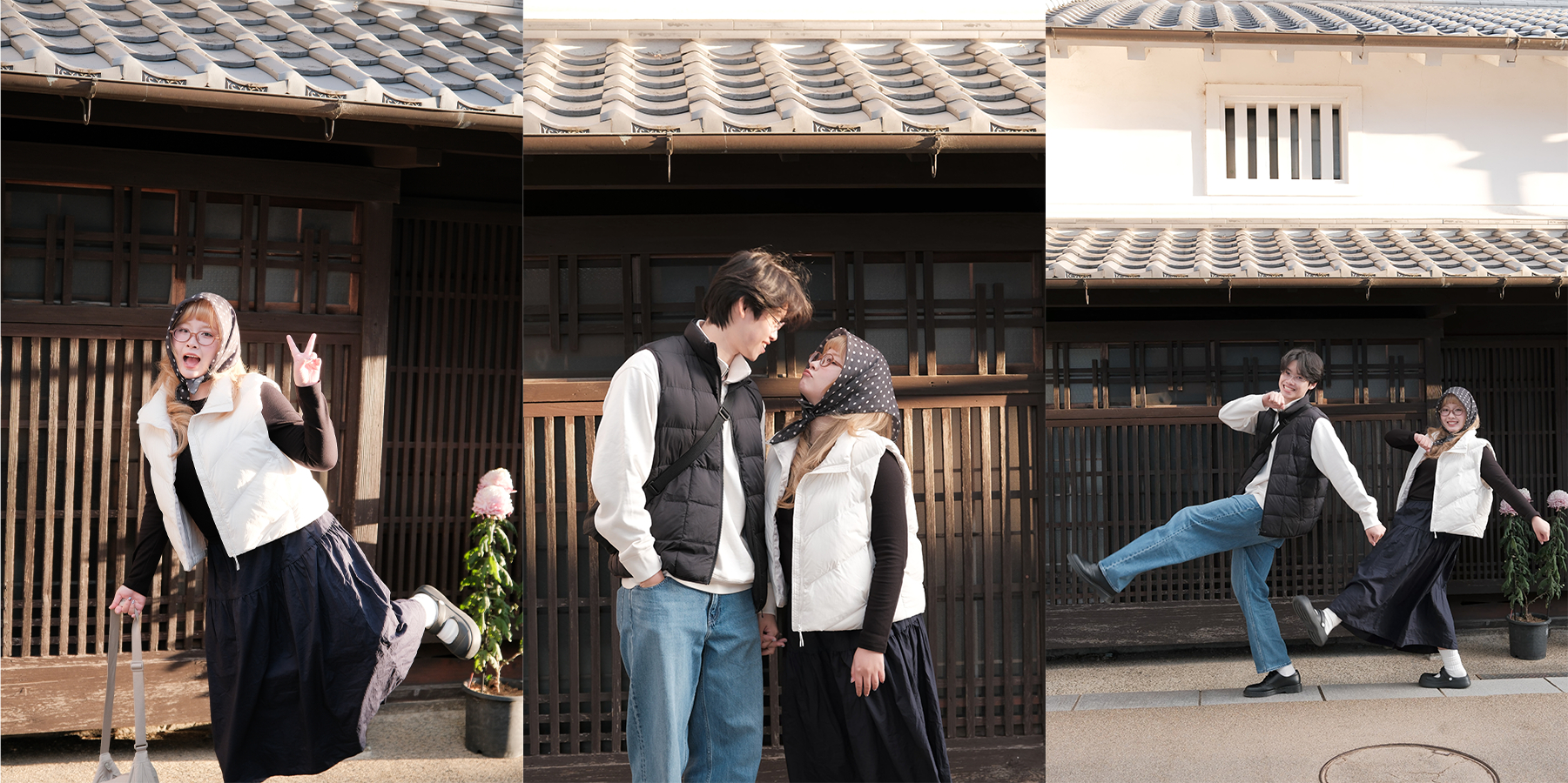 Cặp đôi Kira Nguyễn - Bảo Ly (@kiranguyen_) đã có màn “lên đồ đôi” cực ăn ý trong chuyến du hí Nhật Bản vào những ngày dưới 10 độ ở Osaka và Kyoto. Mặc bên trong là lớp áo giữ nhiệt Heattech pha len Cashmere, và bên ngoài là một chiếc Pufftech áo gile chần bông, combo outfit mỏng nhẹ nhưng vẫn đủ ấm cả ngày, thoải mái lên ảnh, khiến mỗi khung hình mùa đông trở nên vô cùng thoải mái, không nặng nề khi phải layering phức tạp.