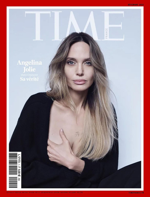 Angelina Jolie lộ vết sẹo phẫu thuật ngực trên bìa tạp chí. Ảnh: Time France