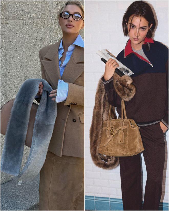 Khi lựa chọn, nên tránh các mẫu khăn lông có phom dáng vuông, cứng như hình ảnh bên trái vì dễ khiến phần cổ và vai trông nặng nề.