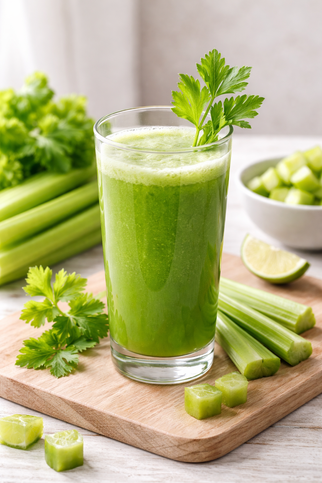 Nước ép cần tây giúp tăng lượng nước tiểu, qua đó hỗ trợ thận loại bỏ các chất cặn bã hòa tan.