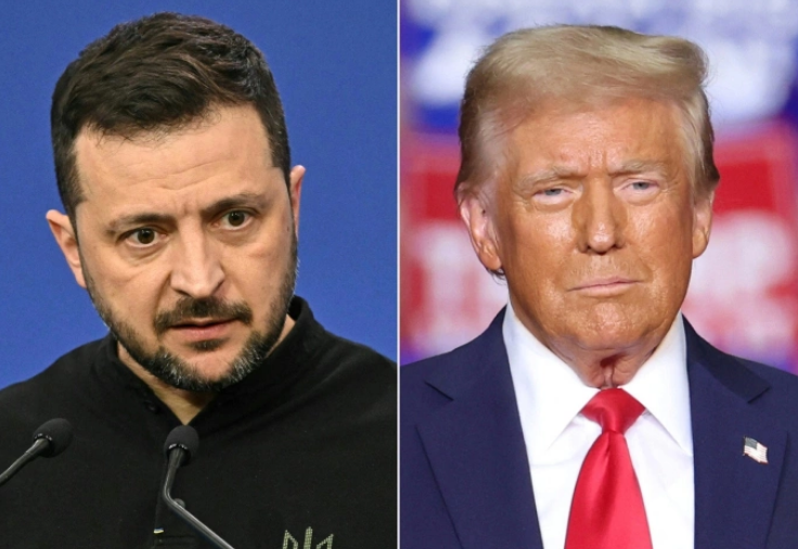 Tổng thống Mỹ Donald Trump (phải) và người đồng cấp Ukraine Volodymyr Zelensky. Ảnh: AFP