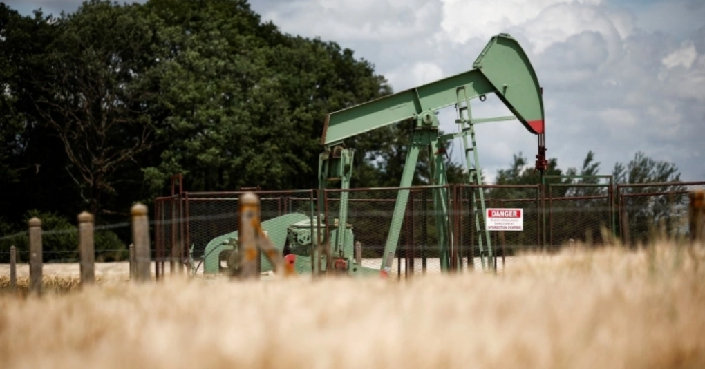 Một giàn bơm dầu đang hoạt động tại Triguères, Pháp. Ảnh: Reuters