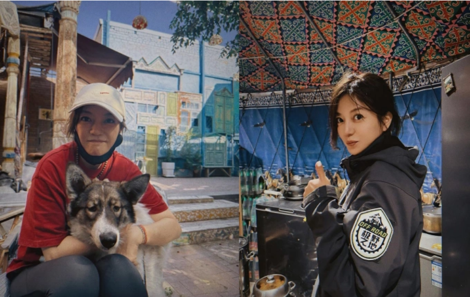 Triệu Vy du ngoạn Tân Cương. Ảnh: Weibo