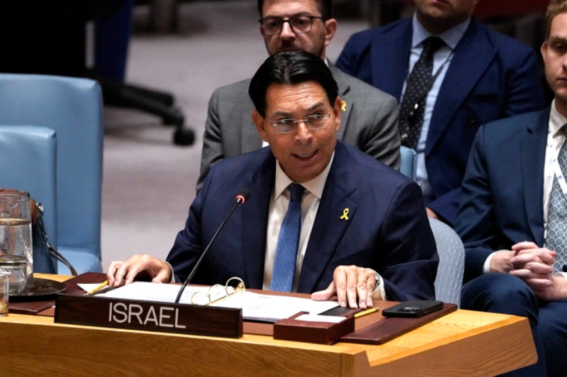 Đại sứ Israel tại Liên Hợp Quốc Danny Danon dự cuộc họp của Hội đồng Bảo an ngày 24/6. Ảnh: AFP