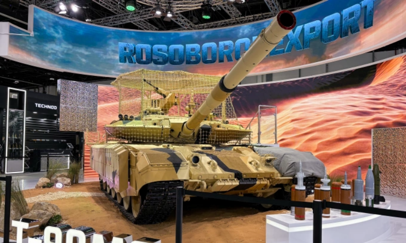 Xe tăng T-90MS Nga tại triển lãm IDEX 2025 ở Abu Dhabi hồi tháng 2. Ảnh: TASS