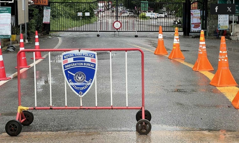 Cửa khẩu Ban Hat Lek ở huyện Khlong Yai, tỉnh Trat, miền trung Thái Lan, hồi tháng 6. Ảnh: Bangkok Post