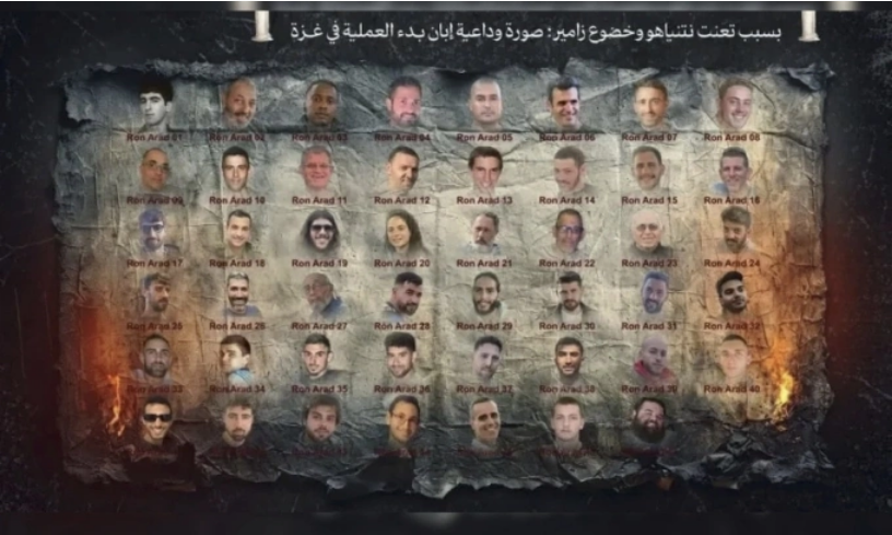 Bức ảnh do Hamas đăng ngày 20/9, tập hợp chân dung các con tin Israel đang bị nhóm giam tại Dải Gaza. Ảnh: NDTV