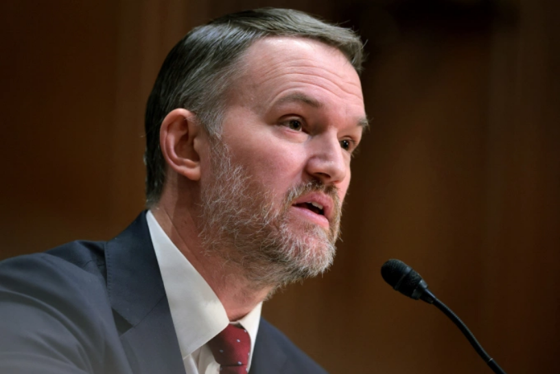 Đại diện Thương mại Mỹ Jamieson Greer điều trần trước Ủy ban Tài chính Thượng viện ngày 8/4. Ảnh: AFP