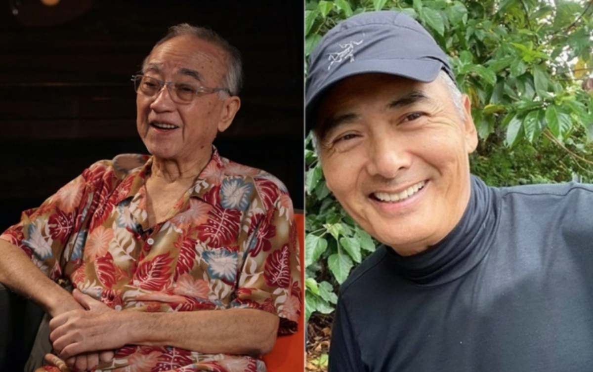 Nghệ sĩ Lư Hải Bằng, 83 tuổi, và Châu Nhuận Phát. Ảnh: HK01