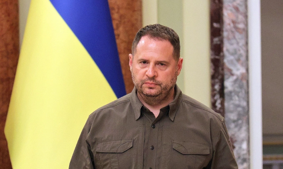 Ông Andriy Yermak tại một cuộc họp báo ở Kiev, Ukraine hồi tháng 8/2023. Ảnh: AFP