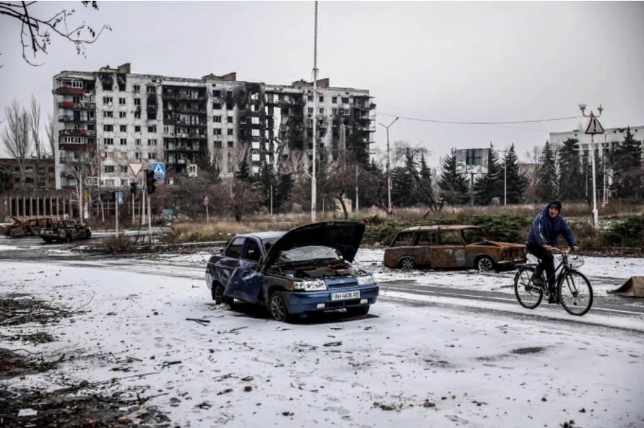 Khung cảnh hoang tàn ở Kostyantynivka, Donbass ngày 17/12. Ảnh: AFP