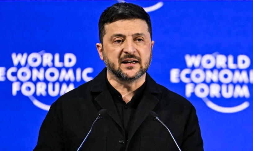 Tổng thống Zelensky phát biểu tại hội nghị thường niên của WEF ở Davos, Thụy Sĩ hôm 23/1. Ảnh: AFP