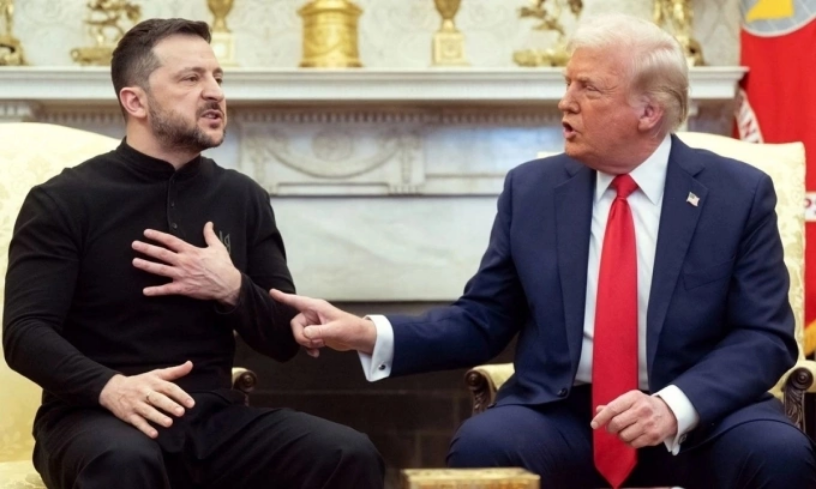 Tổng thống Ukraine Volodymyr Zelensky (trái) và Tổng thống Mỹ Donald Trump tại Nhà Trắng hôm 28/2/2025. Ảnh: AFP