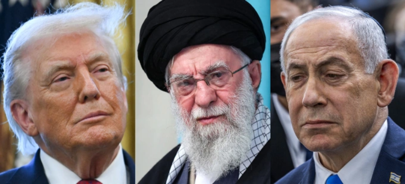 Tổng thống Mỹ Donald Trump (trái), Lãnh tụ Tối cao Iran Ali Khamenei (giữa) và Thủ tướng Israel Benjamin Netanyahu. Ảnh: AFP