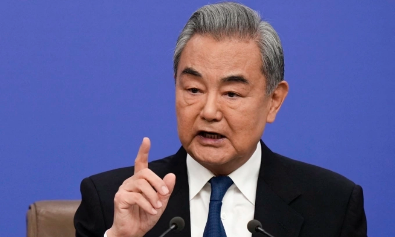 Ngoại trưởng Trung Quốc Vương Nghị trong cuộc họp báo tại Bắc Kinh ngày 8/3. Ảnh: AFP