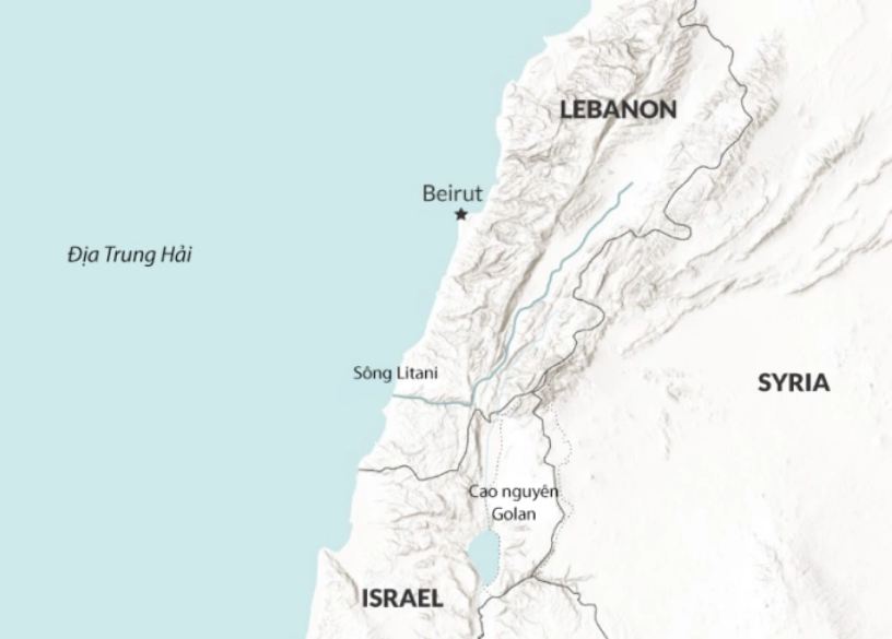 Vị trí sông Litani. Đồ họa: RANE