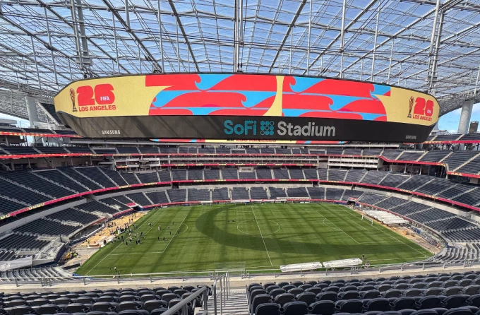 Sofi Stadium (California) là một trong các sân vận động sẽ tổ chức các trận đấu tại World Cup. Ảnh: Reuters