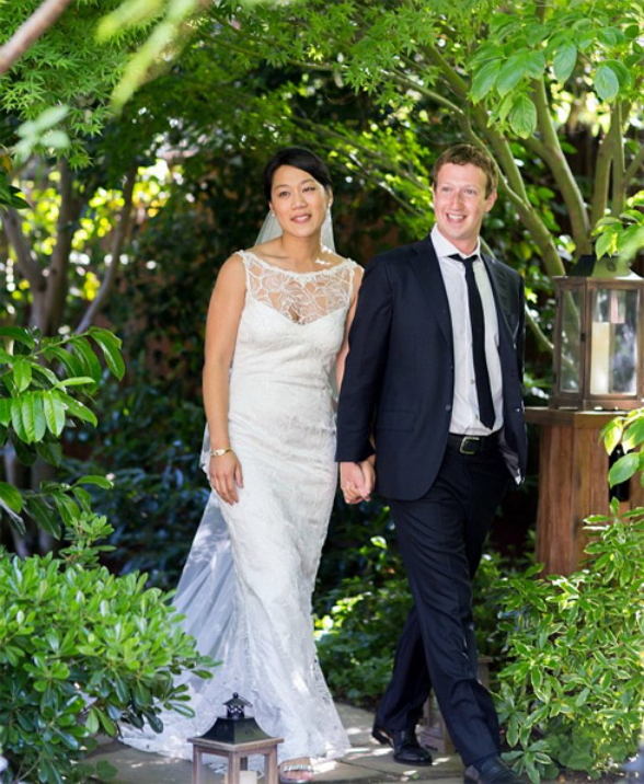 Mark Zuckerberg và Priscilla Chan trong hôn lễ